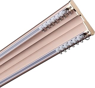 Double Tracks - Riel de aluminio para cortina de techo, silencioso, fácil de instalar, con polea y tornillos, color rosa, 550 cm