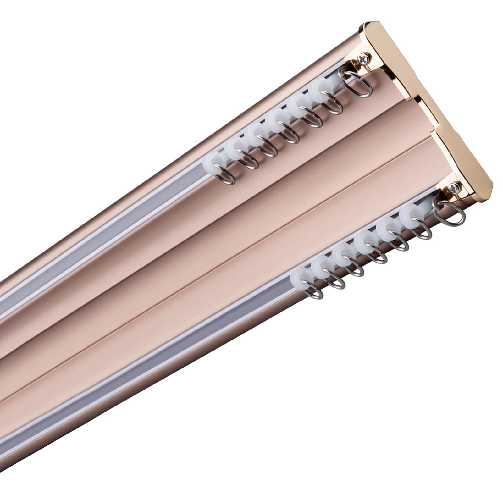 Metal Curtain Track Double Tracks Curtain Ceiling Track Length 6.6 To 16.4ft Aluminum Curtain Rail, Easy To Install Silent Curtain Track With Curtain Pulley And Screws(Pink,500cm)