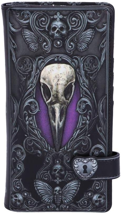 Nemesis Now B5117R0 Edgar Allen PoE Nevermore Raven Monedero PU, Negro, 18,5 cm