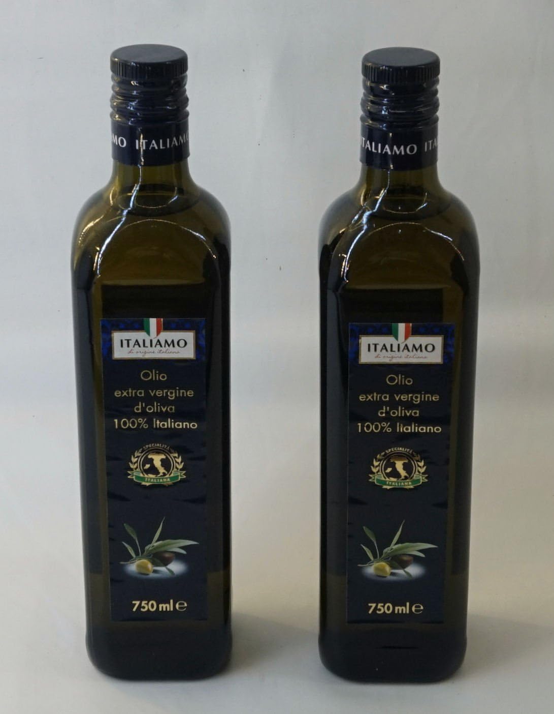 Italiamo: Olio extra vergine d'oliva - 2 Bottles total 1.5 Liters 100% Made in Italy