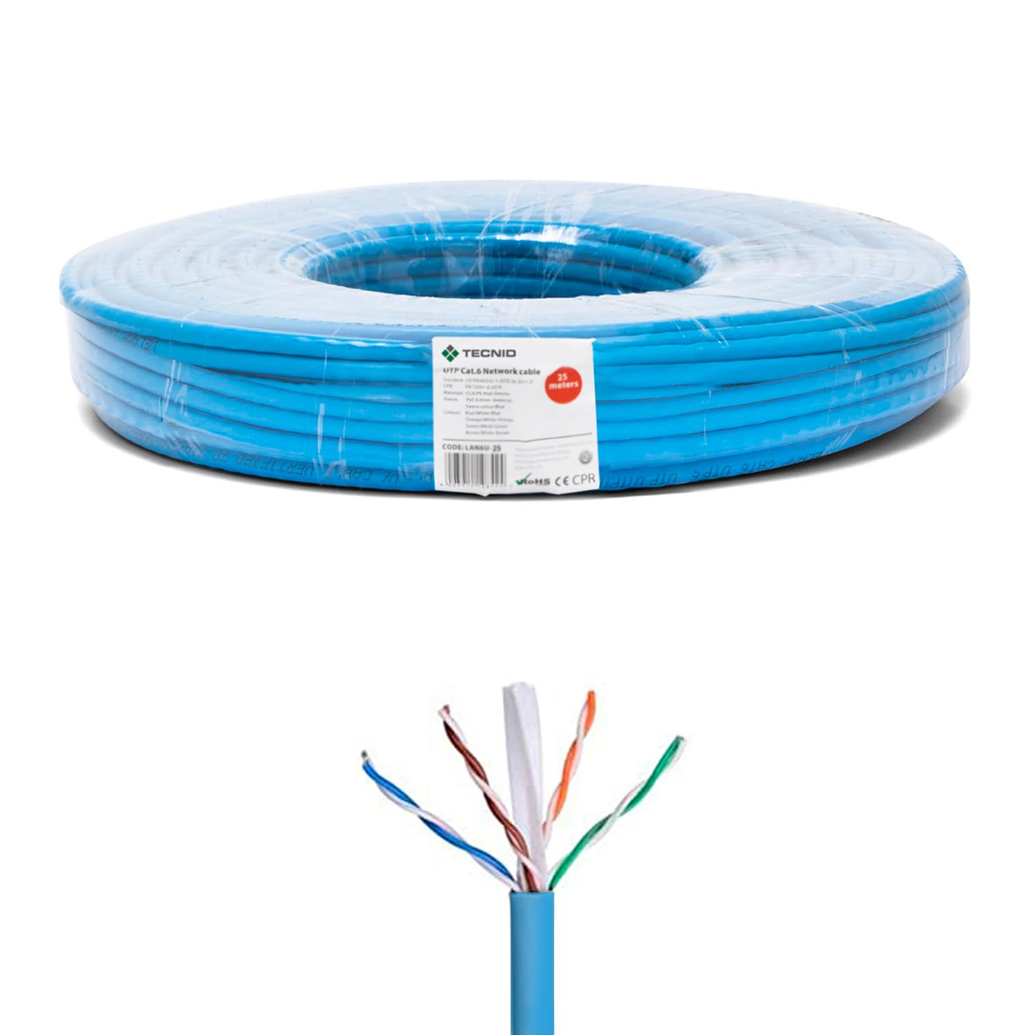 Velamp Cavo di Rete LAN Ethernet - Cat 6 – UTP – Lunghezza 25 mt - Matassa