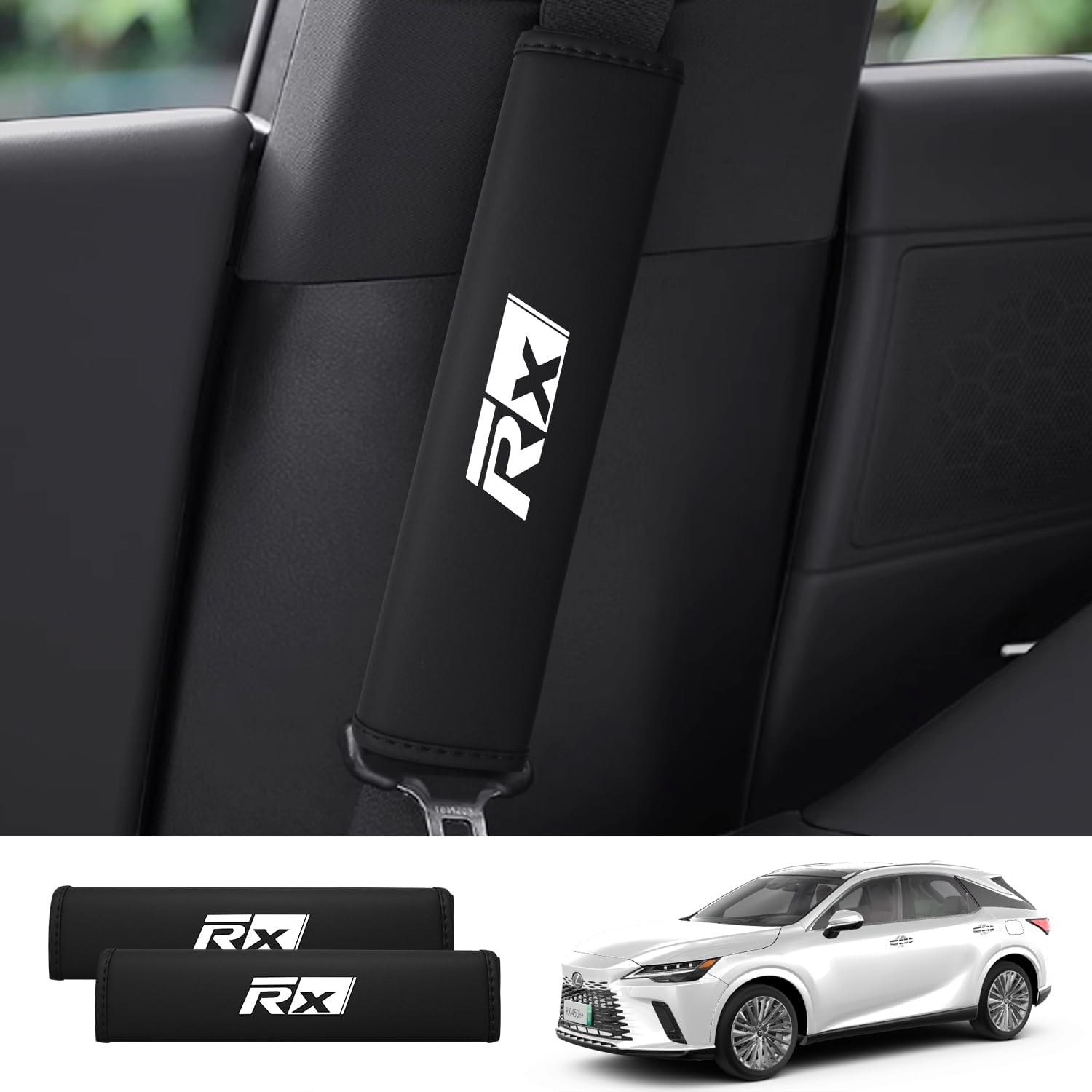 Nappa Leather Seat Belt Shoulder Pad,Seat Belt Cover for Lexus RX 350 350h 500 and Comaptiable with Lexus All car Models(2 Packs)