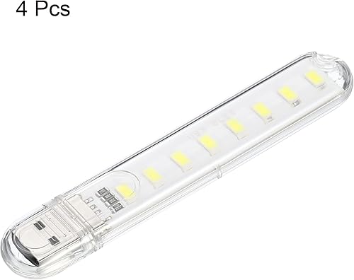 Miniatura 3 de PATIKIL 6000-6500K Mini luz LED USB, paquete de 4 unidades de 1.7 W portátil de luz LED de noche LED módulo de lámpara delgada para camping teclado