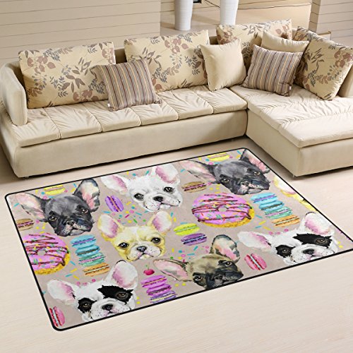 Yochoice Non-Slip Area Rugs Home Decor, Stylish Watercolor French Bulldog Puppy Dog Floor Mat Living Room Bedroom Carpets Doormats 31 X 20 Inches #TOP12