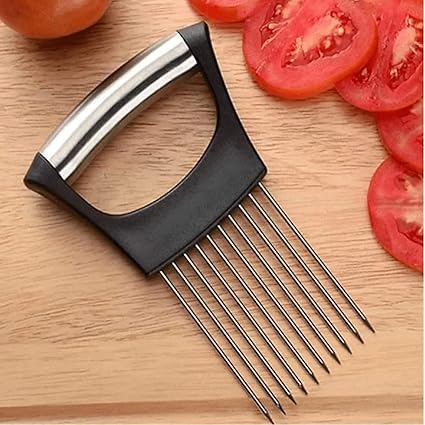 Onion Slicer Cutter Vegetable Chopper with Stainless Steel Vegetable Tools Tomato Cutter Kitchen Gadgets Onion Holder for Slicing,Odor Remover Perfect for Potato, Tomato