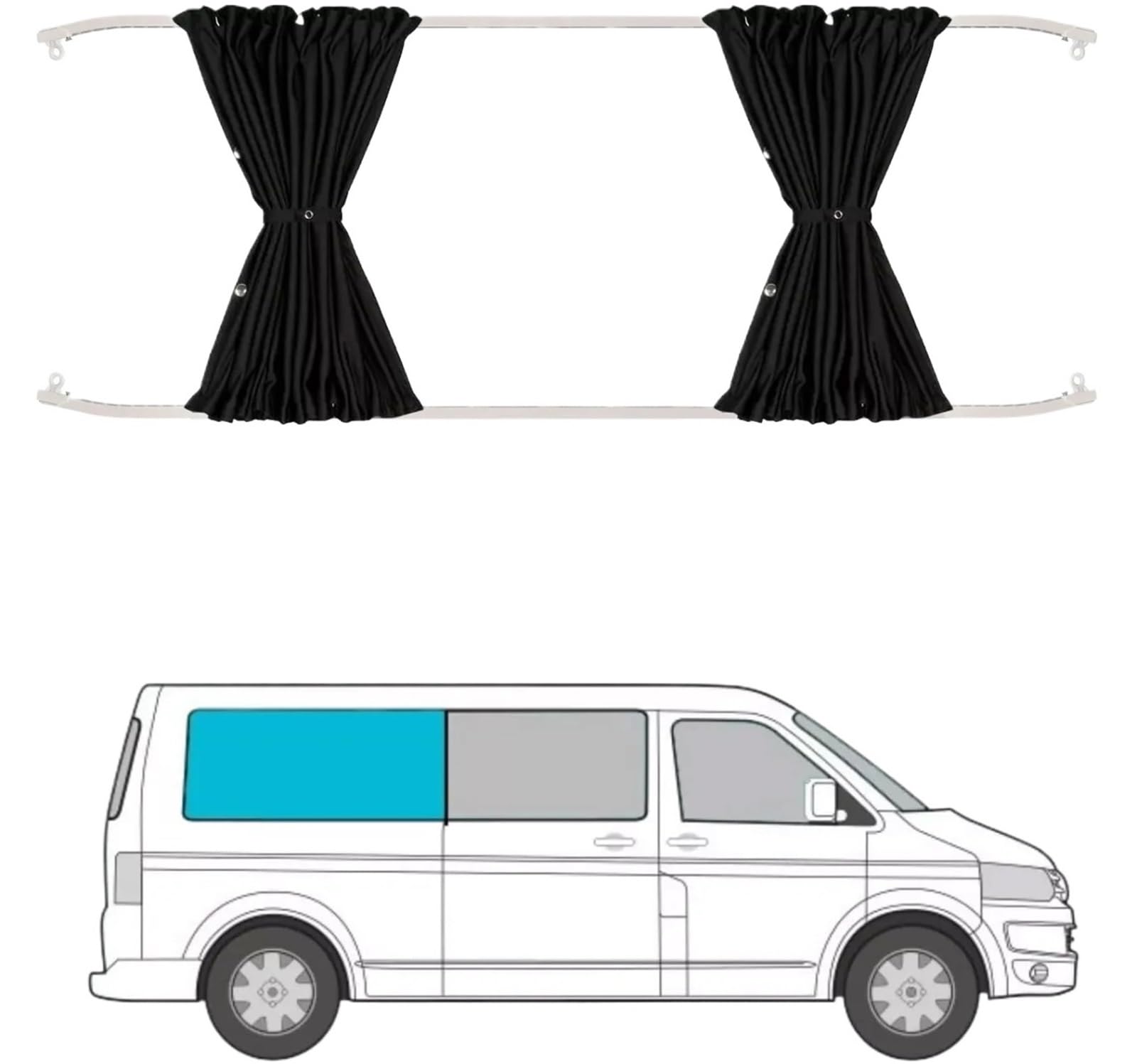 Rideaux de Séparation Voiture Rideaux Pare-Soleil for fenêtre occultante de Voiture, avec Diapositives, Accessoires d'intérieur Voyage et Camping(Right Side Window)