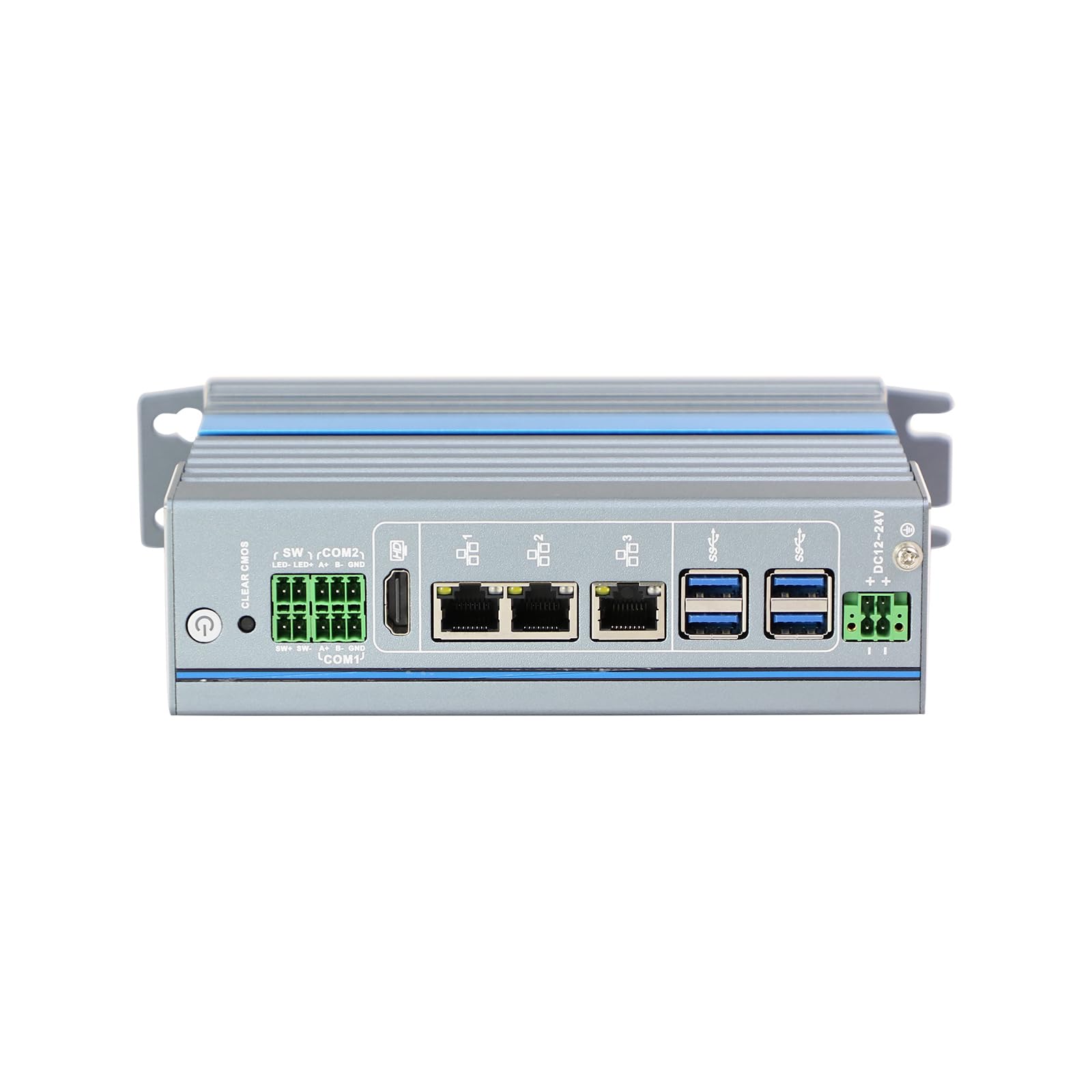 Base DIN Rail Computer Industrial PC, Alder Lake N97, Windows 11 / Linux Ubuntu, IX18, 3 x LAN, 12-24V 4-pin Phoenix Terminal, 2 x RS485, Expandable CAN, 32G RAM, 512G SSD