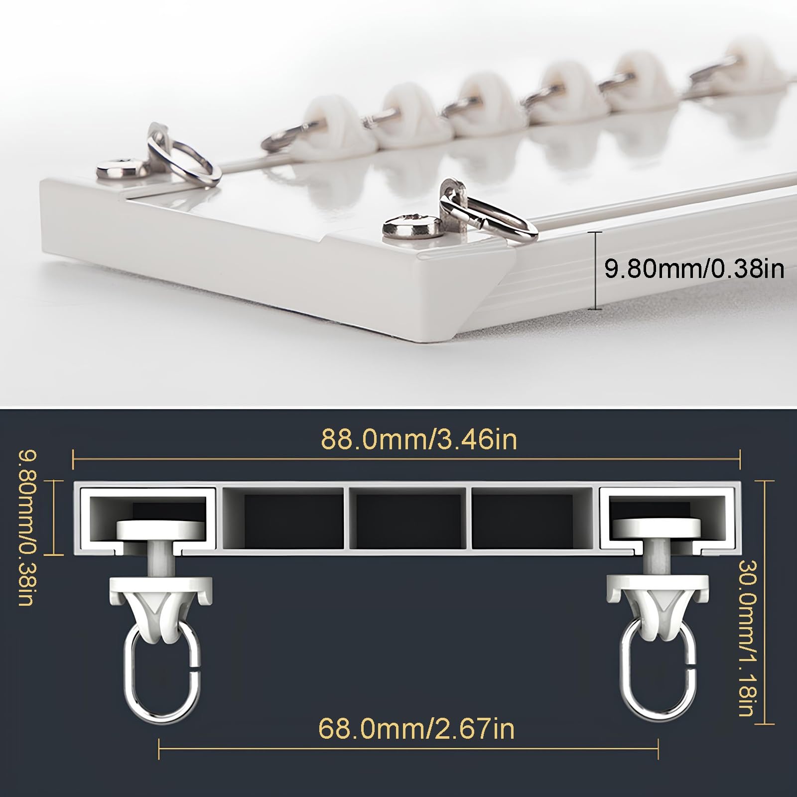 Binario per Tende Doppio Montaggio A Soffitto 70-600 Cm, Set di Binari per Tenda in Alluminio per Divisori di Stanze/finestre/ospedali(Bianco,180cm(2 * 90cm))