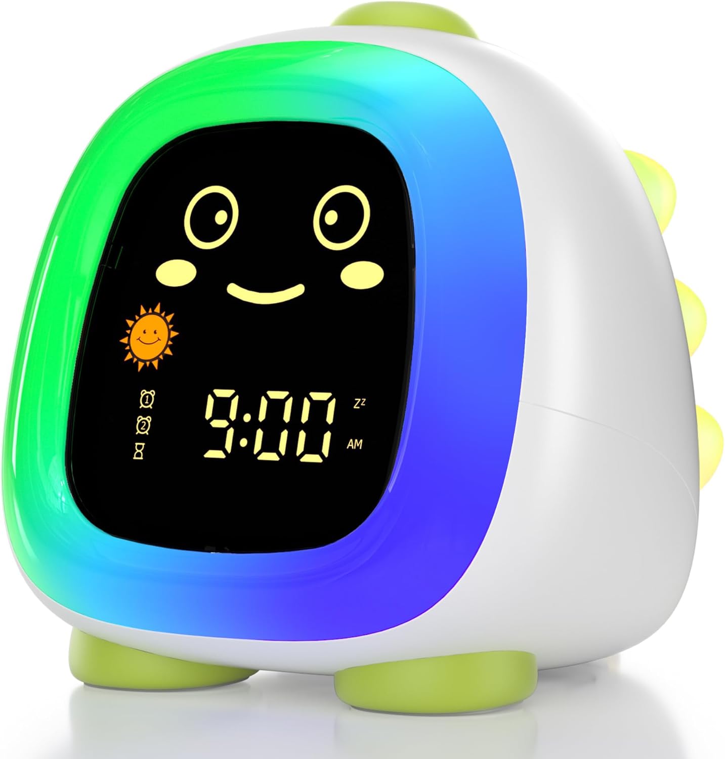 ANALOI Dinosaur Kids Alarm Clock - Ok to Wake Sleep Trainer with Night Light, White Noise for Toddlers Bedroom