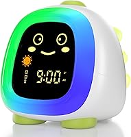 ANALOI Dinosaur Kids Alarm Clock - Ok to Wake Sleep Trainer with Night Light, White Noise for Toddlers Bedroom