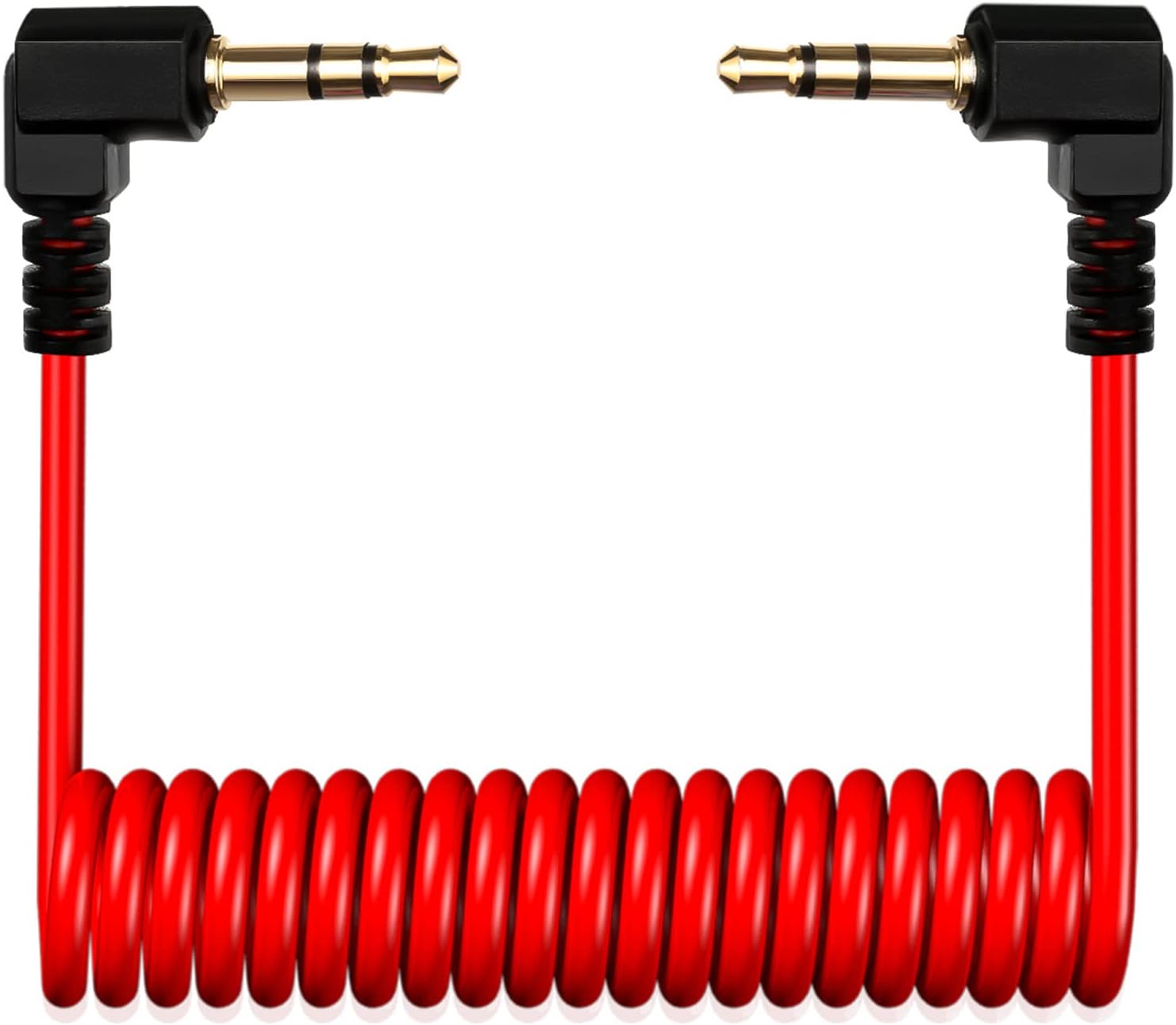 TRS Cable,3.5mm Adapter Microphone Patch Cable,1/8 Aux Cord Audio Converter Patch Cables,Cameras Coiled Live Streaming Mic Cord (Red)