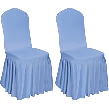2pcs Chair Covers Stretch Parsons Skirt, Universal Chair Slipcover, Super Fit Spandex Chair Seat Cover for Hotel, Ceremony, HomeLight Blue