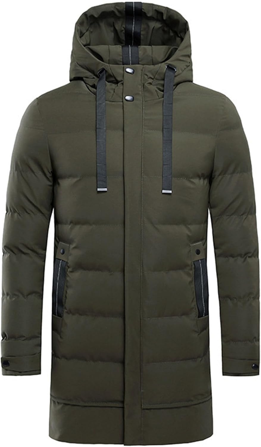 SWJGLITTR Men's Long Winter Casual Coat Full Zipper Windproof Padded