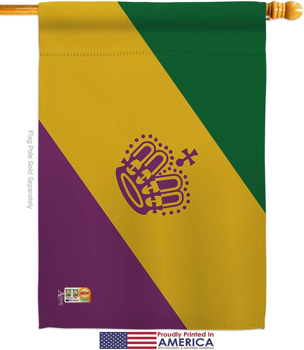 Mardi Gras House Flag Springtime Carnival Festival Masquerade Celebration Season Holiday French Small Decorative Gift Yard Banner Made In USA 28 X 40