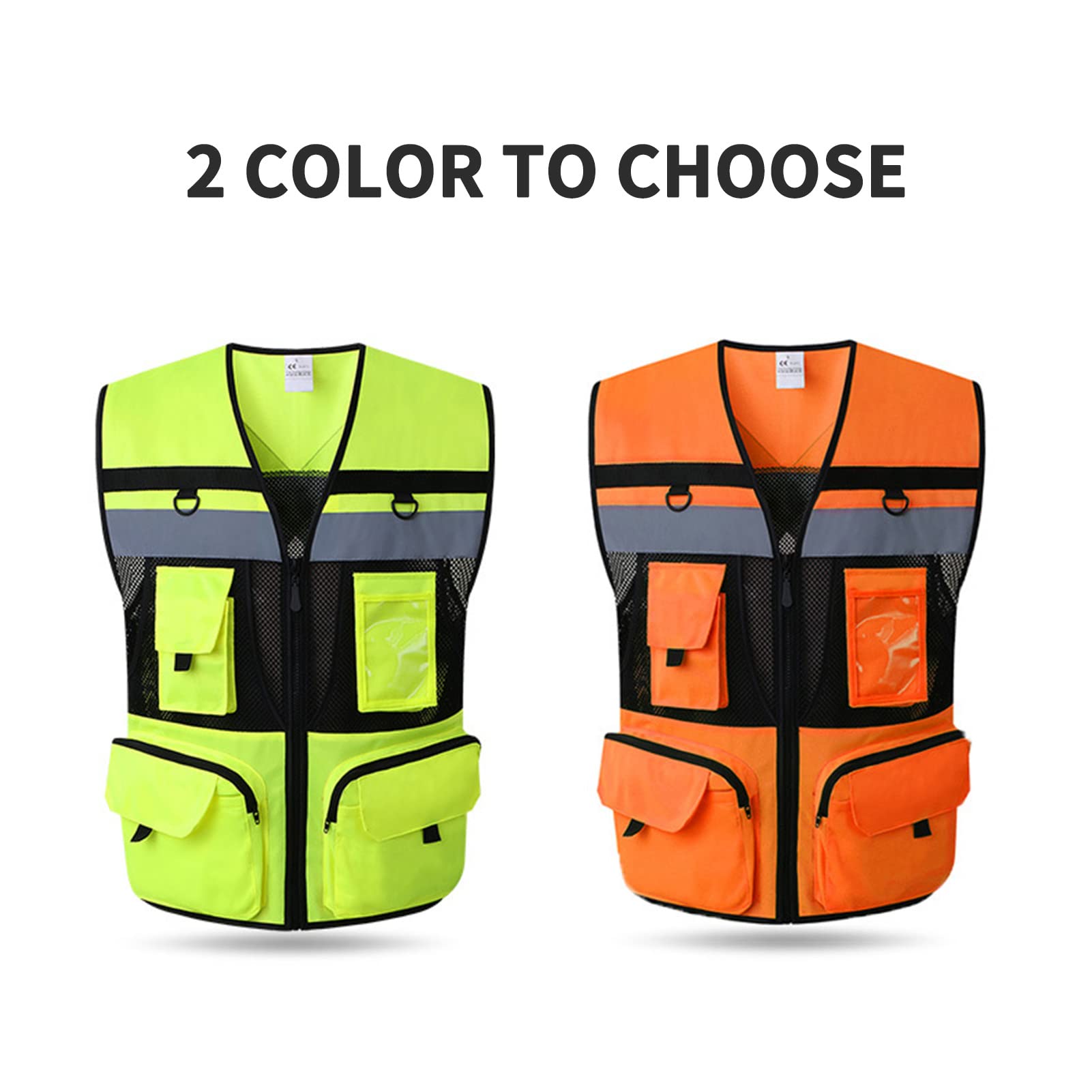 Gilet di Sicurezza Riflettente ad Alta Visibilità Con Tasca Zip, Fodera in Rete Traspirante, Delicato Sulla Pelle e Resistente All'Usura - Taglia M