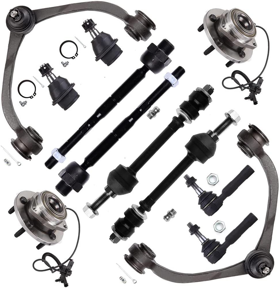 SCITOO 12‑Piece Front Suspension Kit (Upper Control Arm Ball Joints Tie Rods Sway Links Wheel Hub)