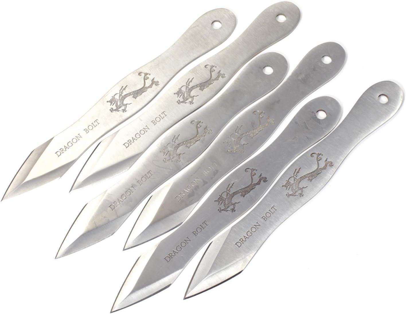 ASR Tactical 9 inch Silver Fantasy Dragon 6pc Throwing Knives Set