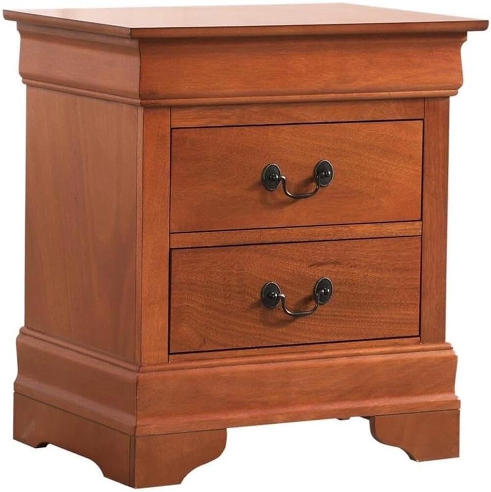 HomeStock Seaside Nightstand with 2 Drawers - Traditional Bedroom Furniture 22" W x 16" D x 24" H Oak