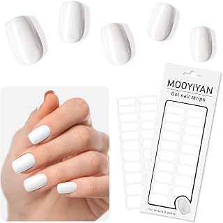 Gloss Nail Strips|Uv Free|22 Pcs,Gel Nail Stickers|Long Lasting Two Weeks and Easy to Apply&Remove|Creimy Wite