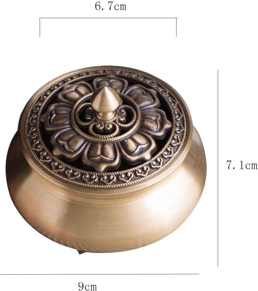 Incense Burner Brass, Tibetan Lotus Incense Holder Burner Catcher (conical Stick Incense Coil)