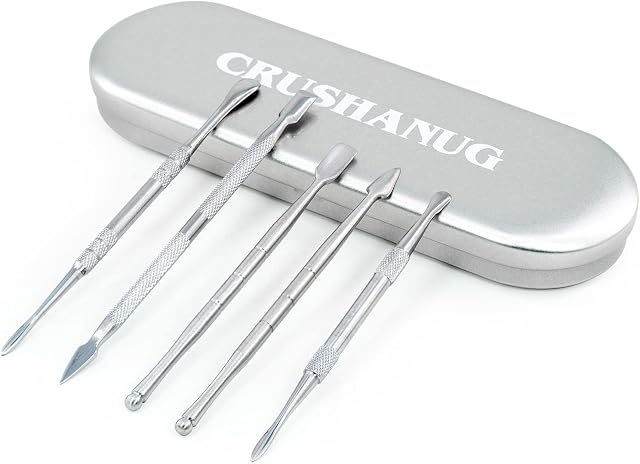 Wax Carving Tools 6-Piece Stainless Steel Wax Carvers Set with Silicone Jar and Metal Carrying Case
