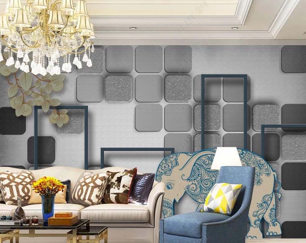 Papier peint intissé feuilles d'éléphant pour masquer un grand mur blanc