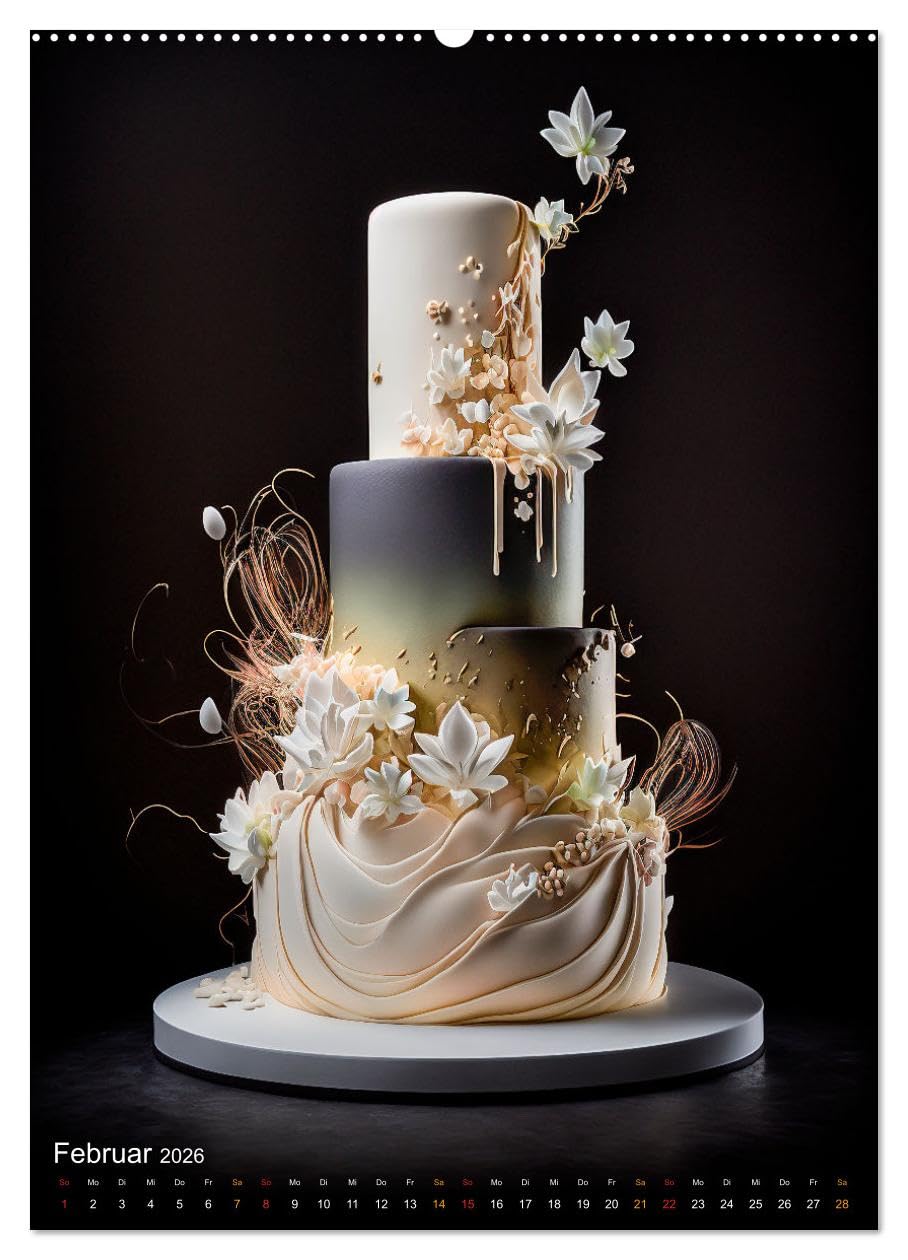 Zur Hochzeit eine Torte (hochwertiger Premium Wandkalender 2026 DIN A2 hoch), Kunstdruck in Hochglanz: Hochzeitstorten - kreative und kunstfertige Meisterwerke (CALVENDO Lifestyle)
