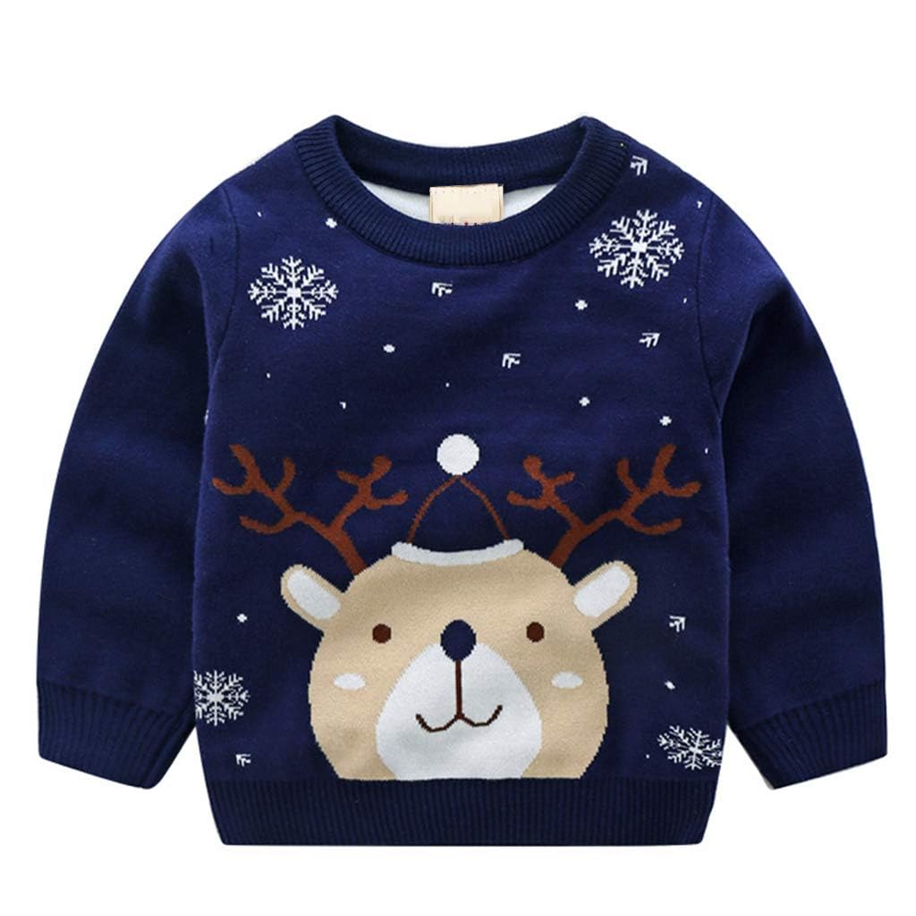 JiAmy Dziecięcy świąteczny sweter świąteczny sweter bluzy dla dziewczynek chłopców, J, 2 lat