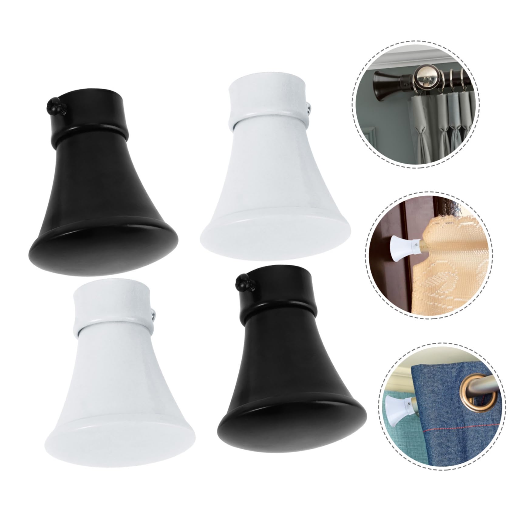 MAGICLULU 4pcs Iron Art Curtain Rod End Caps Black White Roman Rod Accessories for Stylish Home Decor Wear-Resistant Design for Living Room Bedroom