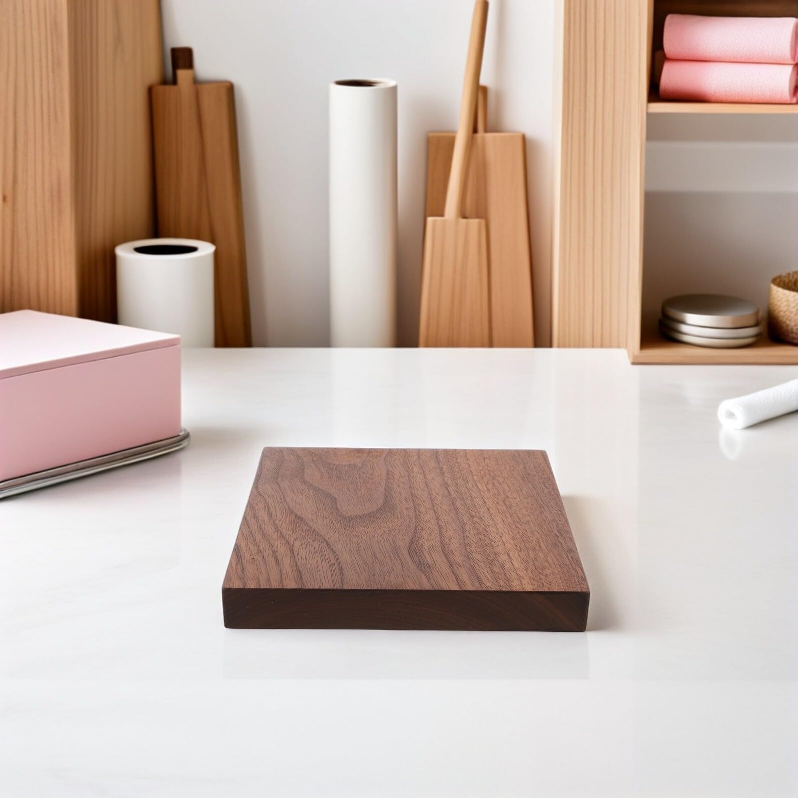 Cuadrado de Madera Natural sin Terminar 15x15x2 Cm para Manualidades, Bloque Artesanal para Tallar y Pintar, Pieza de Madera para Bricolaje y Decoración Creativa, Material
