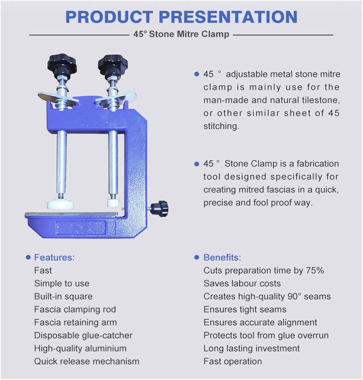 Seam Setter Seamless Seam Setter 45 Degree Joint Clamps For Bench Top Counter Granite Marble Stone Mitre Clamp Tile Splicing