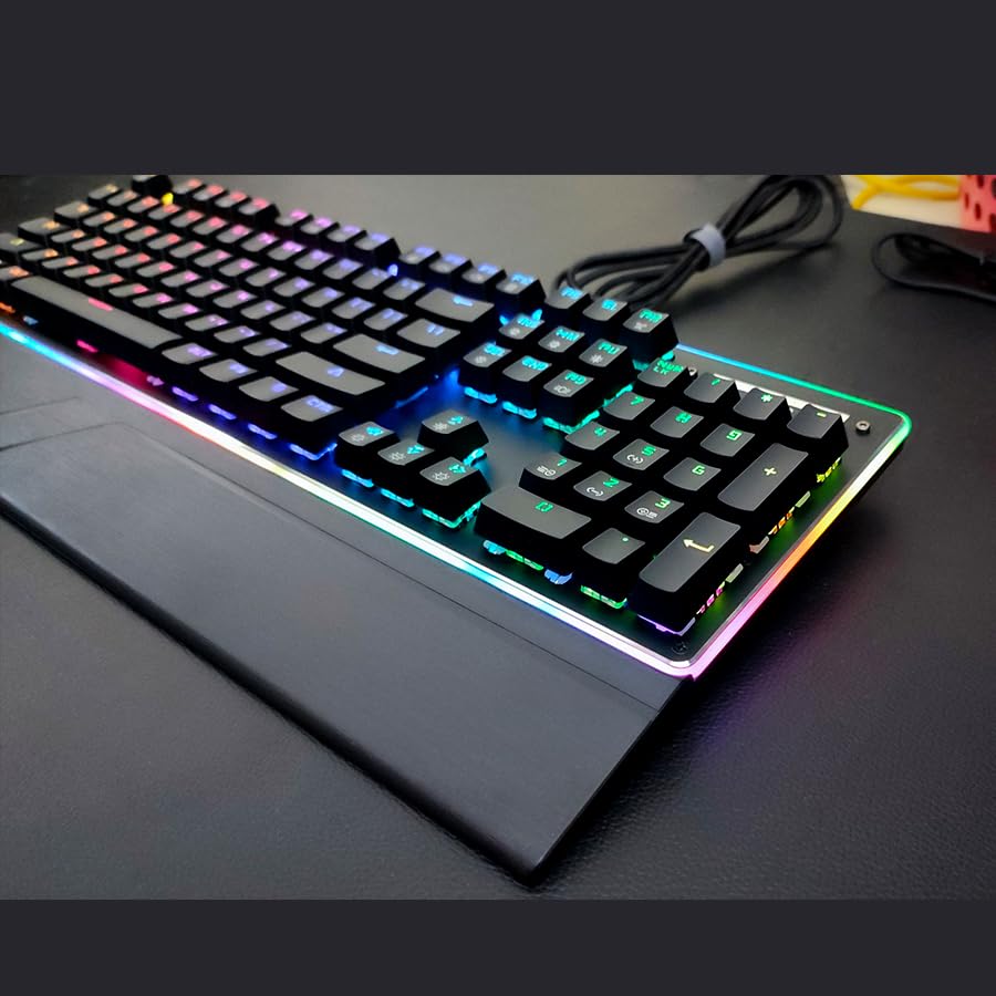 Image of Ninjadog Varna Optix - Wired Optical Mechanical Gaming Keyboard, RGB Backlit, Ultra Fast Response, Ergonomic Wrist Rest (Black) (Blue Switch)