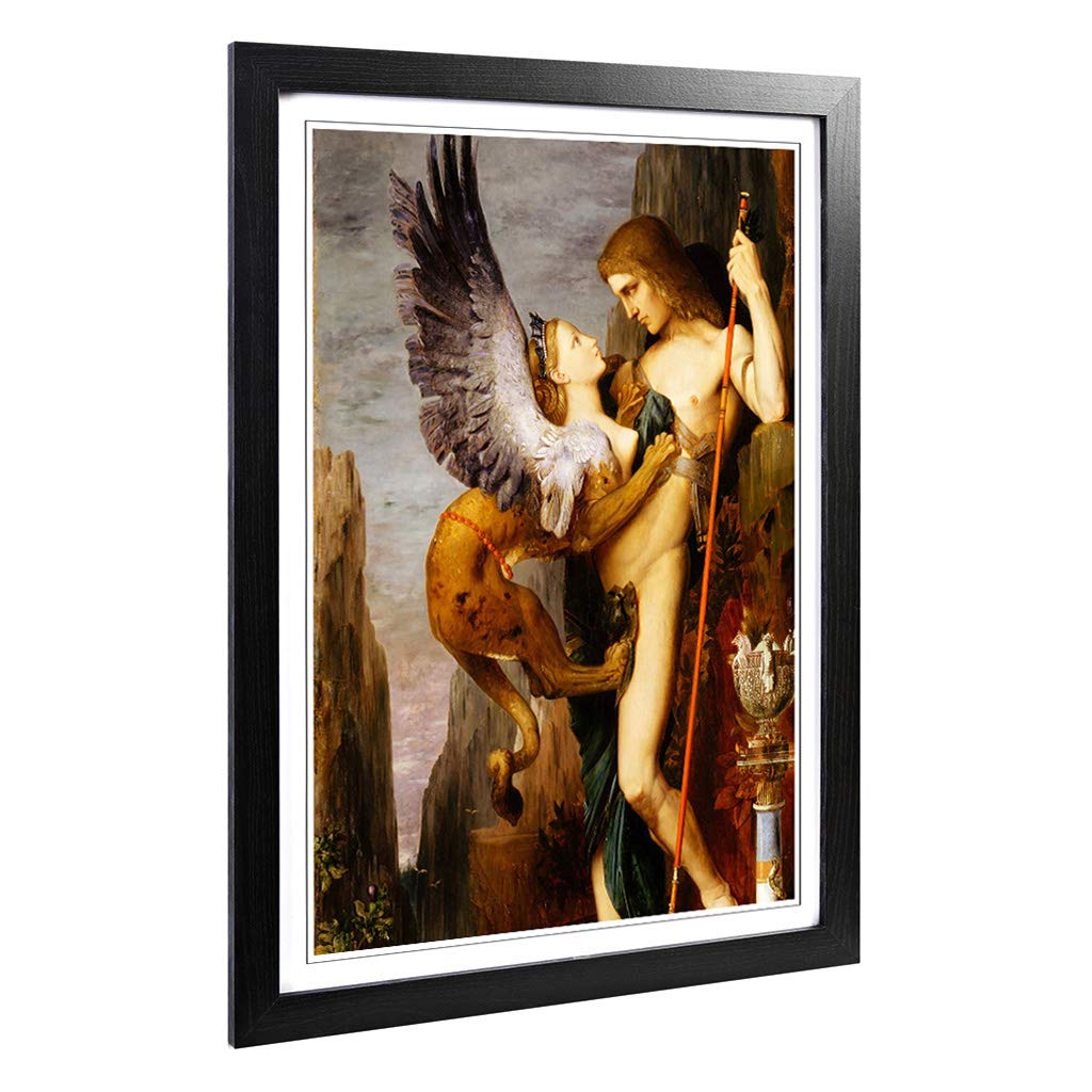 Big Box Art Framed Print of Gustave Moreau Oedipus and The Sphynx Design | Wall Art Picture | Home Decor for Kitchen, Living Room, Bedroom, Hallway, Black, A2 / 24.5x18 Inch / 62x45cm