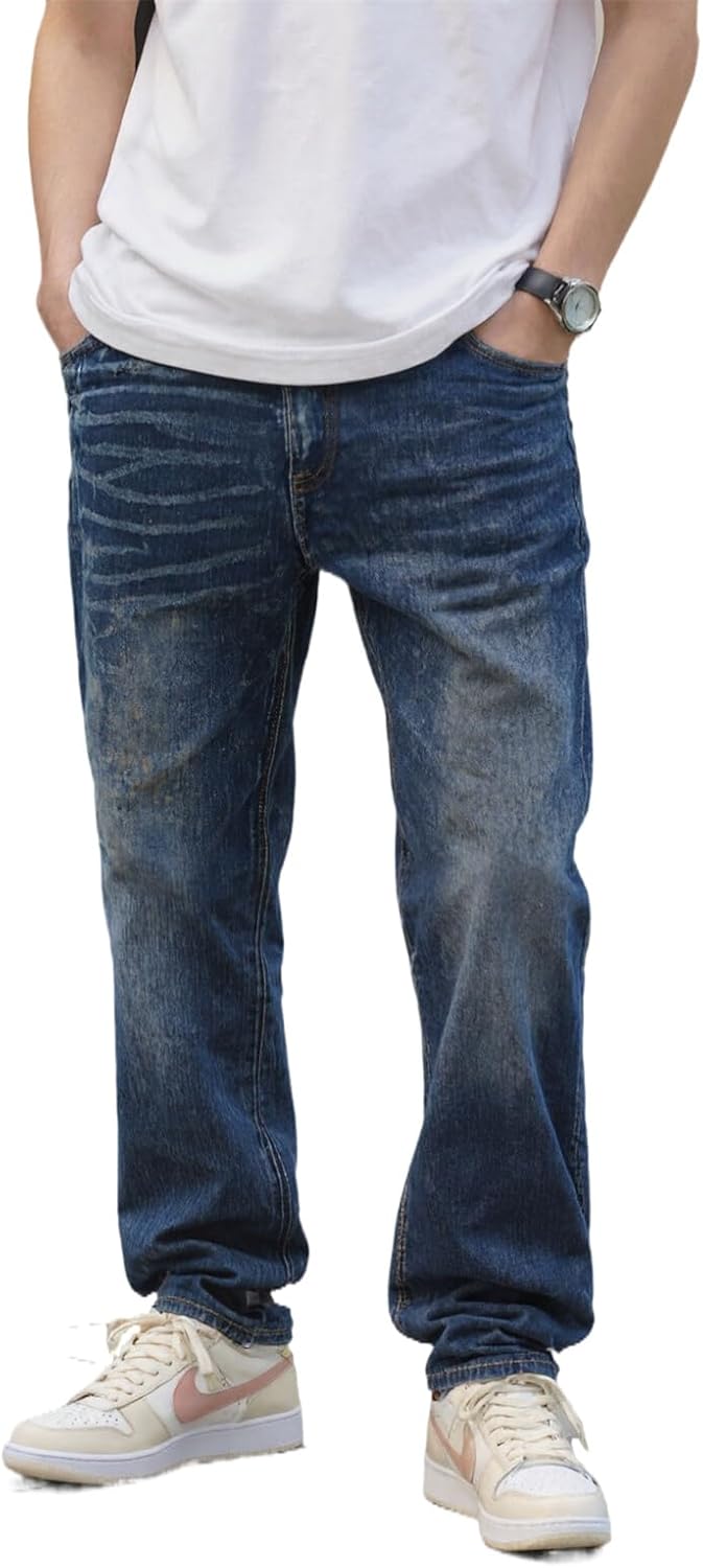 Men's Stretch Relaxed Fit Straight Slim Fit Cotton Blend Fashion Comfort Denim Pants Jeans