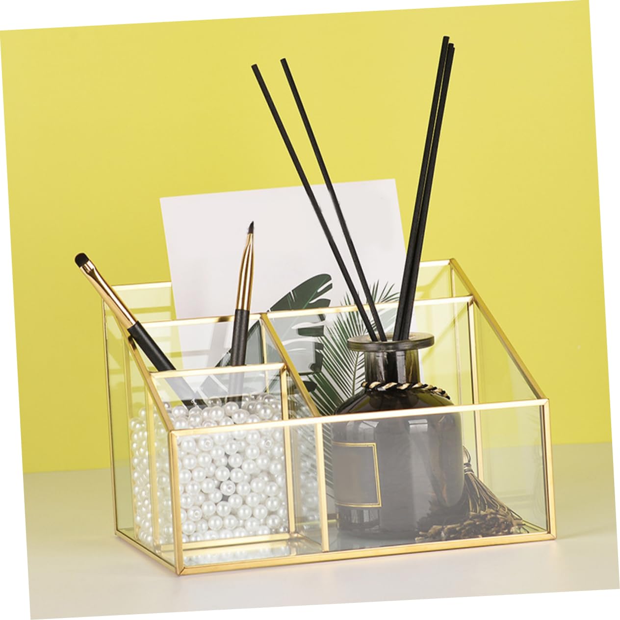 Alipis Organizer Design Raffinato in Lega per Cosmetici in Vetro Cornice Grande Capacità per Pennelli Trucco e Rossetti per Bagno e Salone Professionale