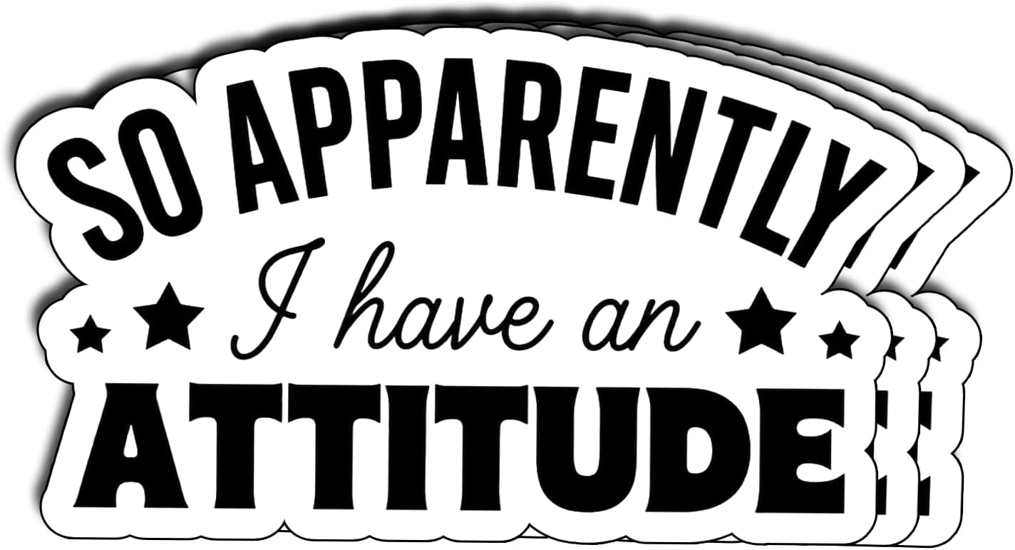 3PCS So Apparently I Have an Attitude Funny Vinyl Stickers, Sarcastic Quote Decals for Water Bottles, Laptops, Tumblers, Journals and Personal Items, 3 Inch