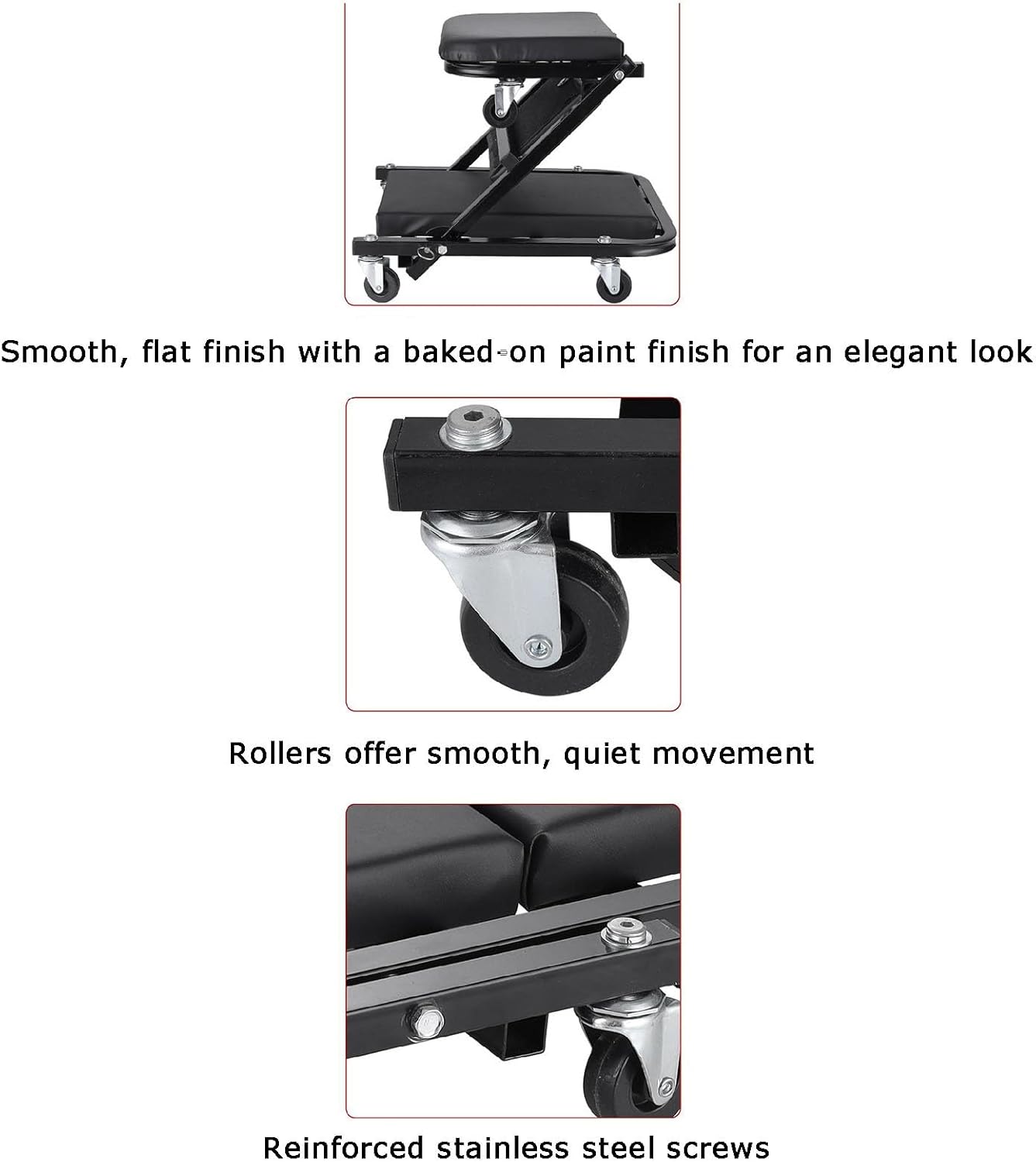 2-in-1 Mechanic Creeper & Z Seat, 36" Foldable Rolling Stool for Home Garage Auto Repair, Comfortable Lying Board, Heavy-Duty Design, Versatile Workshop Tool