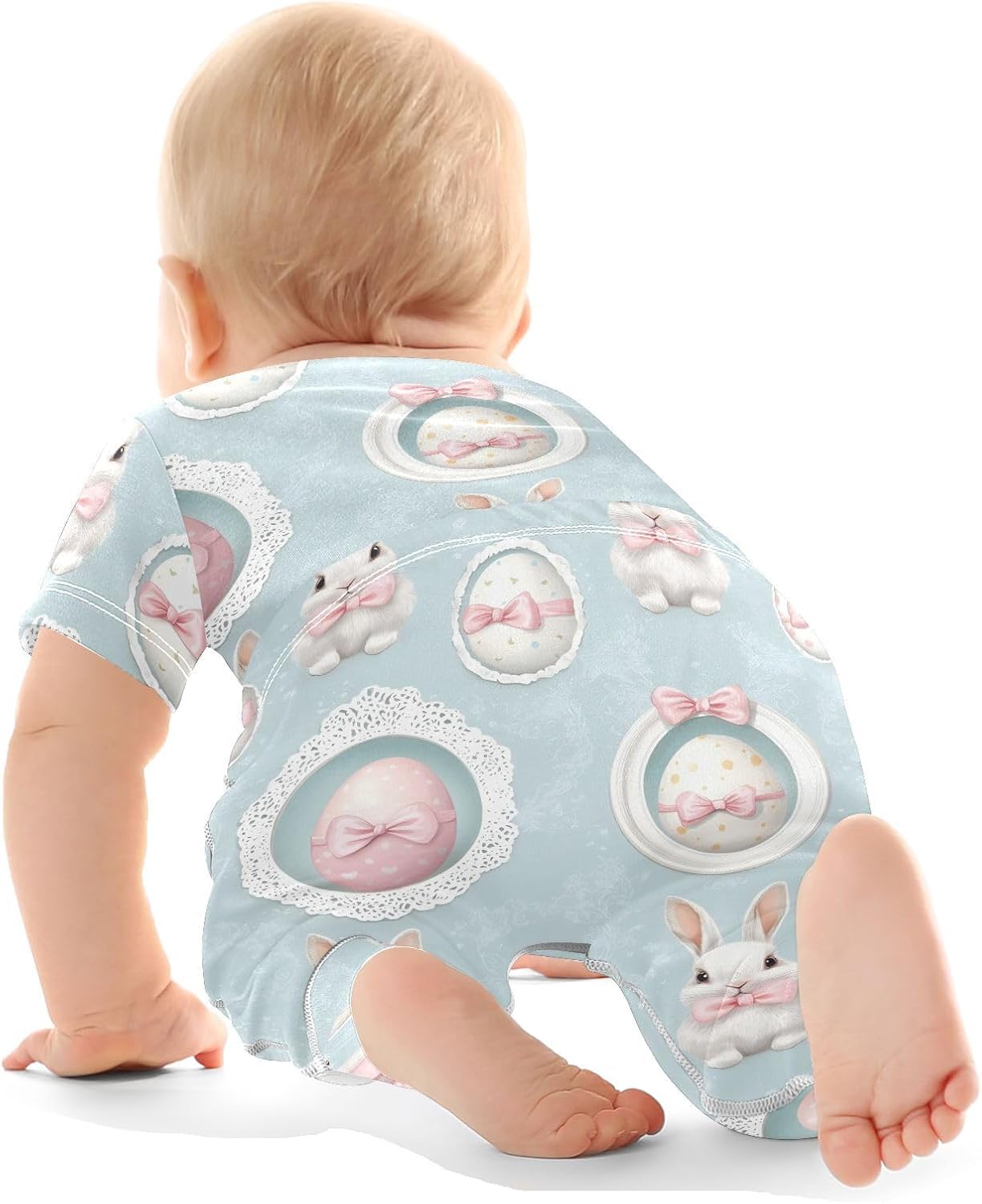 vvfelixl Baby Clothes Easter Bunny Eggs Baby Bodysuits Set Unisex Short Sleeve Babys Pants Sets 0-3M