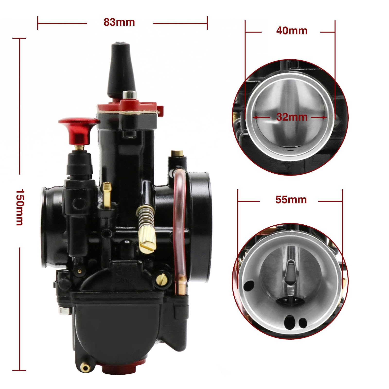Kit Carburatore PWK 32mm Racing Universale per 125cc a 200cc 2T 4T con Filtro Aria, Collettore di Aspirazione, Tubo Principale, Getti Principali per Motociclette, Scooter, Moto da Cross, ATV, Quad