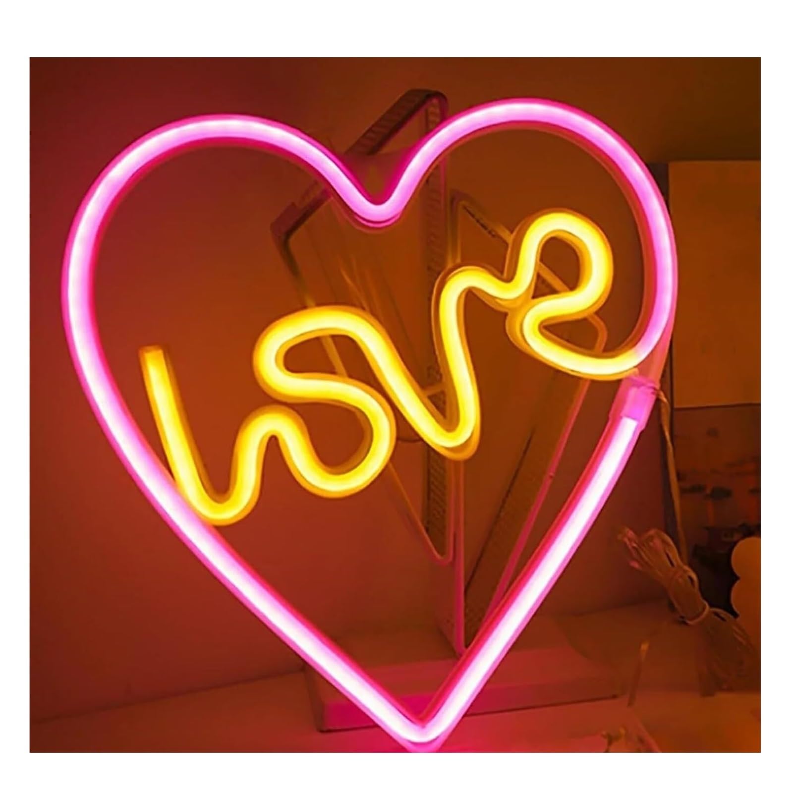 Zynther Neon lamp Soothing Atmosphere Neon Sign Lamp Heart Shaped with Love Light for Valentine's Day, Engagement(A)