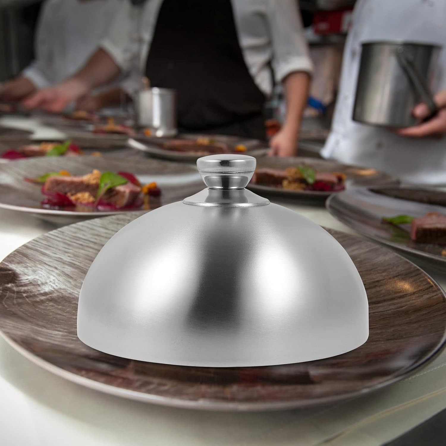 HEMOTON Stainless Steel Restaurant Cloche Serving Dish Food Cover Dome Plate Covers to Keep Food Warm 24cm : Home & Kitchen