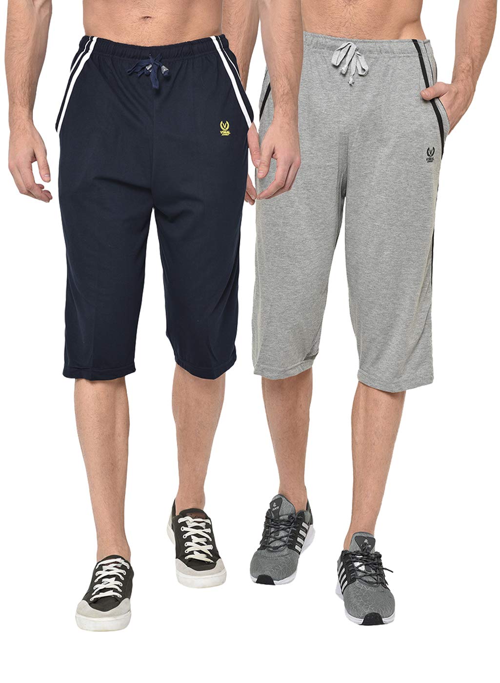 Cotton Blended Slim Fit Capris-3/4Th for Men(Pack of 2)-C5_002-P-image-4