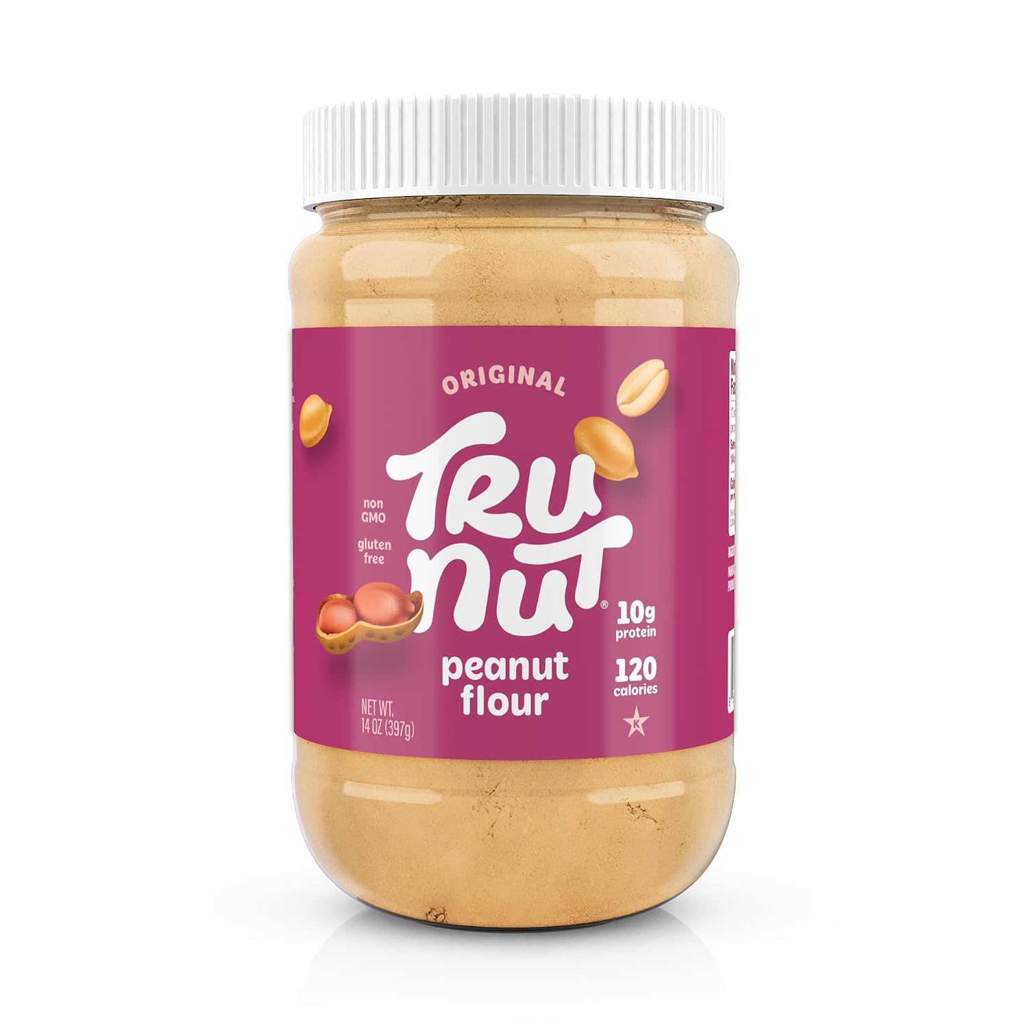 Tru-Nut Peanut Flour - Gluten Free Keto Flour For Baking, Good Source of Plant Protein - Low Carb, Non-GMO, Vegan, Keto Friendly | No Sugar Added | 18 Servings 14oz