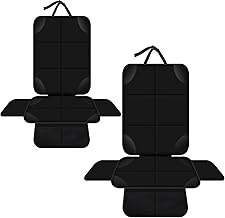 Alfheim 2 Pcs Car Seat Cover for Baby, ISOFIX Compatible Child Seat Protector, Waterproof Scratch-resistant & Non-Slip Rubber Bottom, Padding & Mesh Pocket with Side Protection