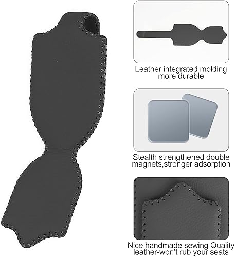 Miniatura 3 de Soporte para lentes de sol para visera solar de automóvil, clip magnético de cuero para gafas, soporte para anteojos de cuero cosido a mano, clip