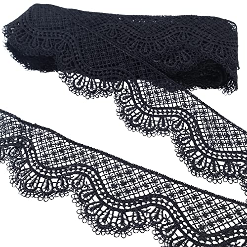 Sewdiytr Black Venice Lace Ribbon For Sewing, Floral Embroidery Lace Trim For Decoration Edging Crafts,Gift Wrap (0.9 Inch 7 Yards) #TOP27