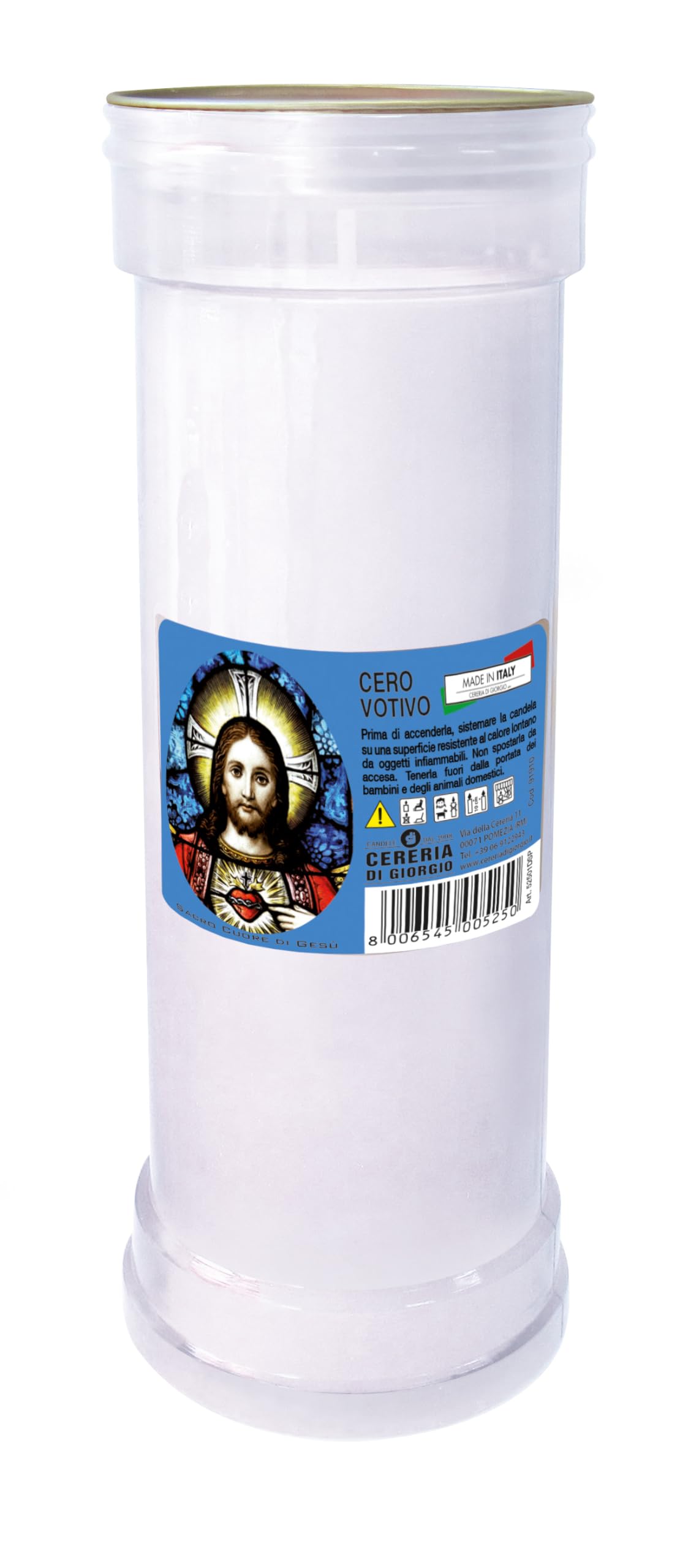 Sacred Heart Votive Candle P50 White - On Display - Duration 55 Hours