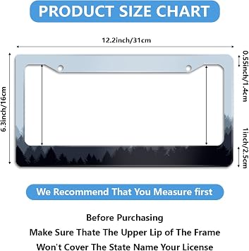 Misty Forest Number Plate Cover, Decorative Car Aluminum Decor Car Tag Frames for MenWomen with Screw Caps Car Accessories 2 Holes US Canada Standard 12''X6''
