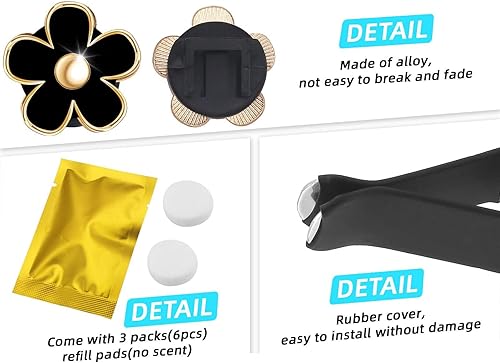 Miniatura 8 de Decoración de automóvil con diseño de margaritas, clip de salida de aire acondicionado, clip para ambientador de automóvil, decoración interior de