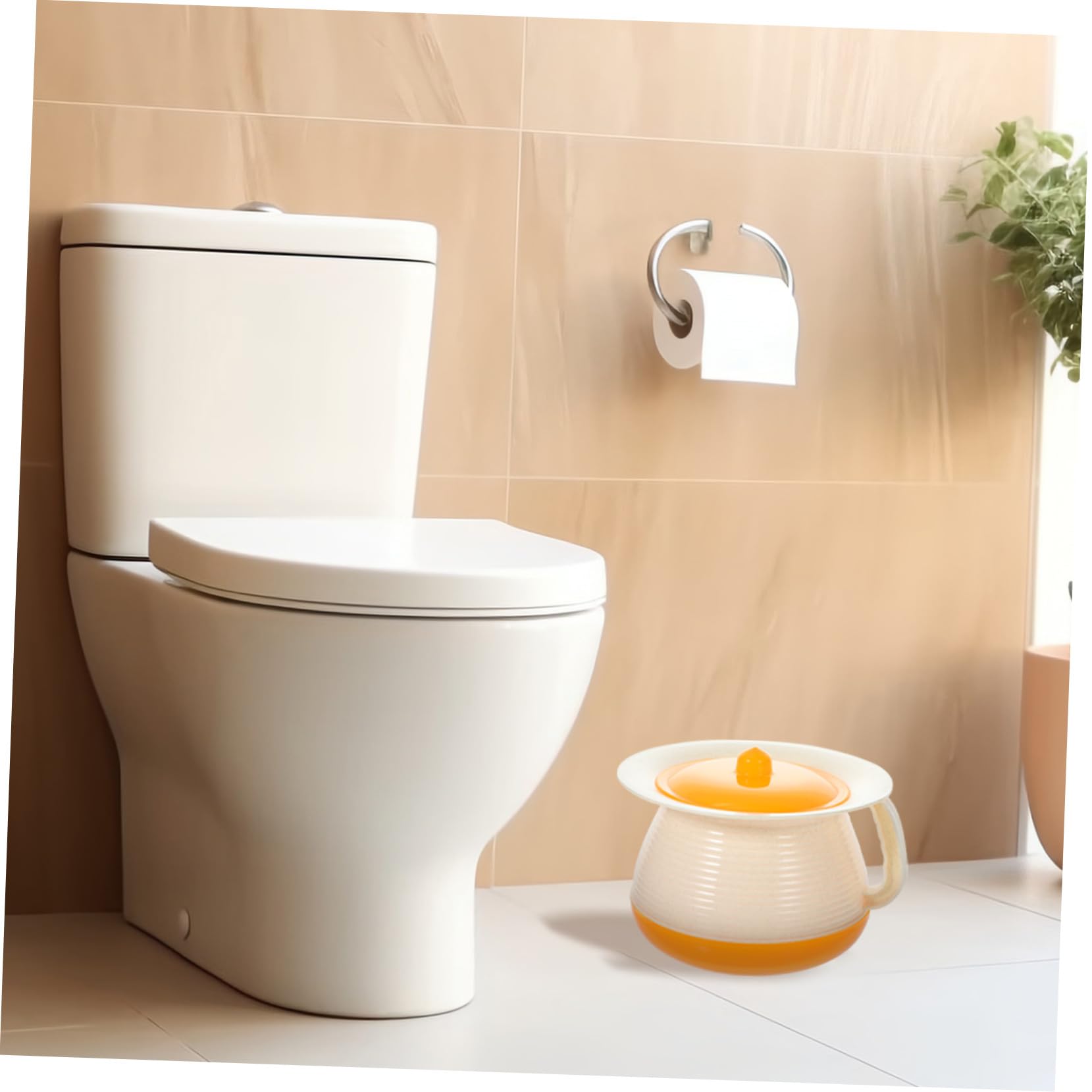 Orinal Doméstico con Tapa para Adultos Resistente y Compacto con Redondeados para Cama y Emergencia Práctico para y